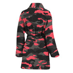 Black And Pink Camouflage Print Women's Bathrobe