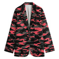 Black And Pink Camouflage Print Women's Cotton Blazer