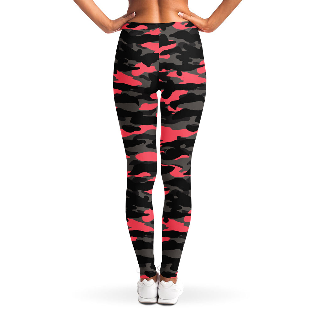 Black And Pink Camouflage Print Women's Leggings