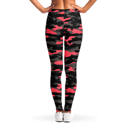 Black And Pink Camouflage Print Women's Leggings