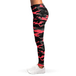 Black And Pink Camouflage Print Women's Leggings