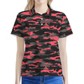 Black And Pink Camouflage Print Women's Polo Shirt