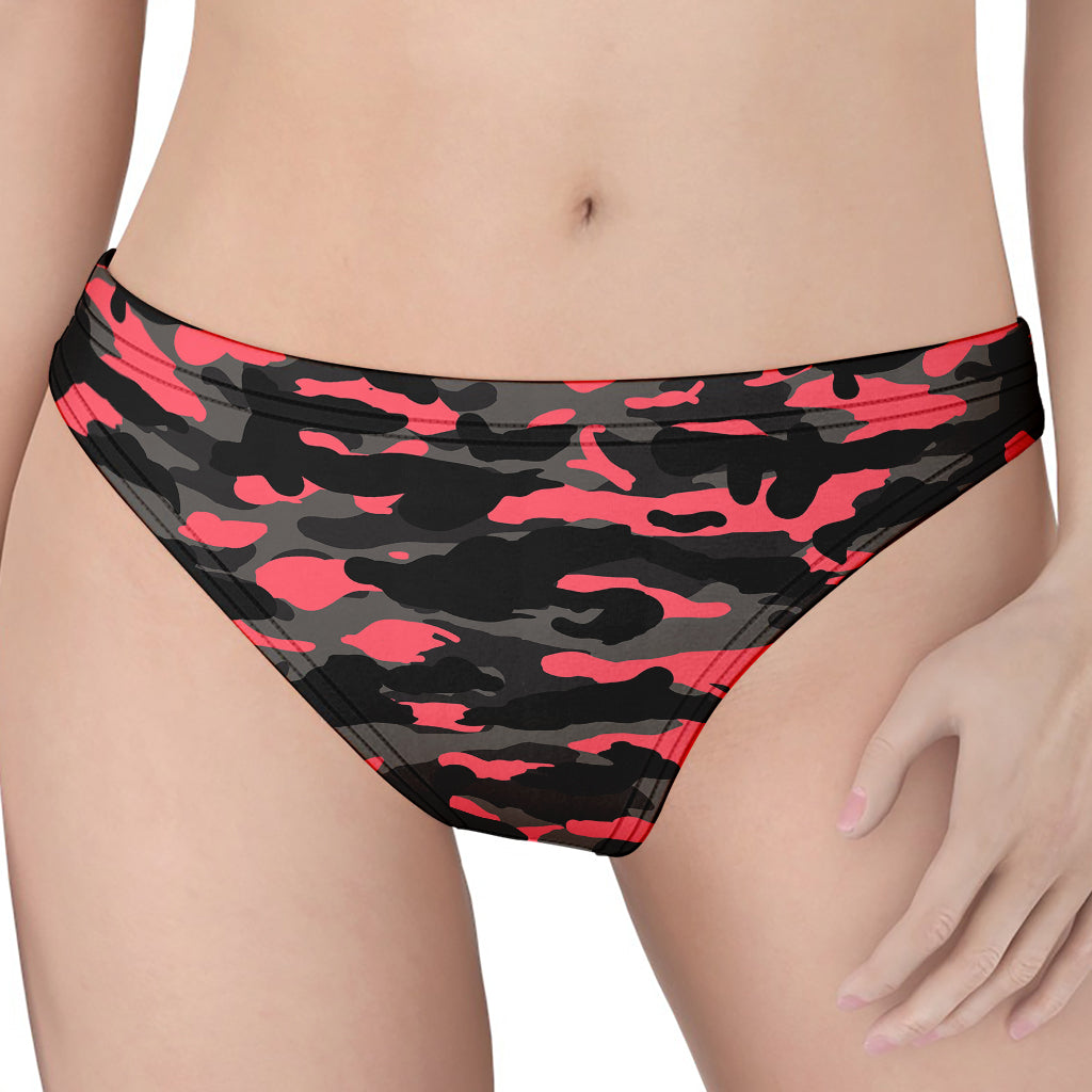 Black And Pink Camouflage Print Women's Thong