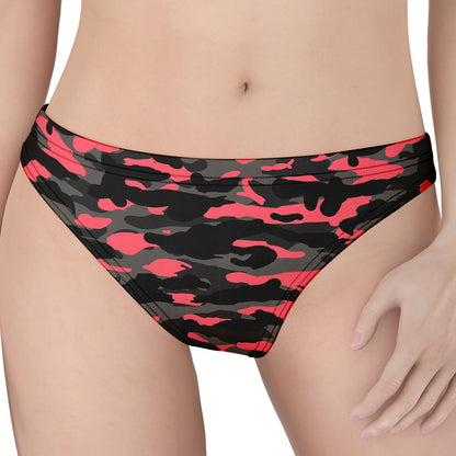 Black And Pink Camouflage Print Women's Thong