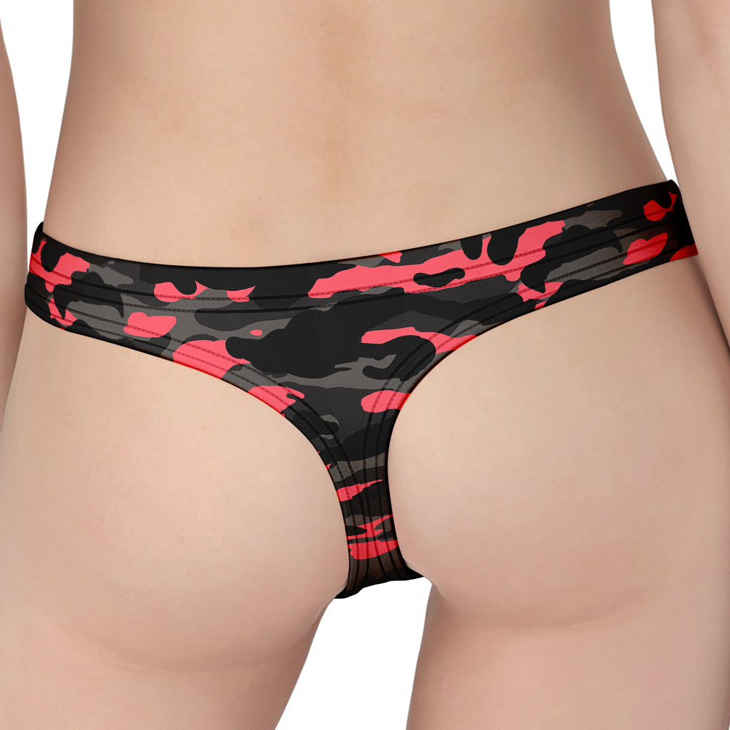 Black And Pink Camouflage Print Women's Thong