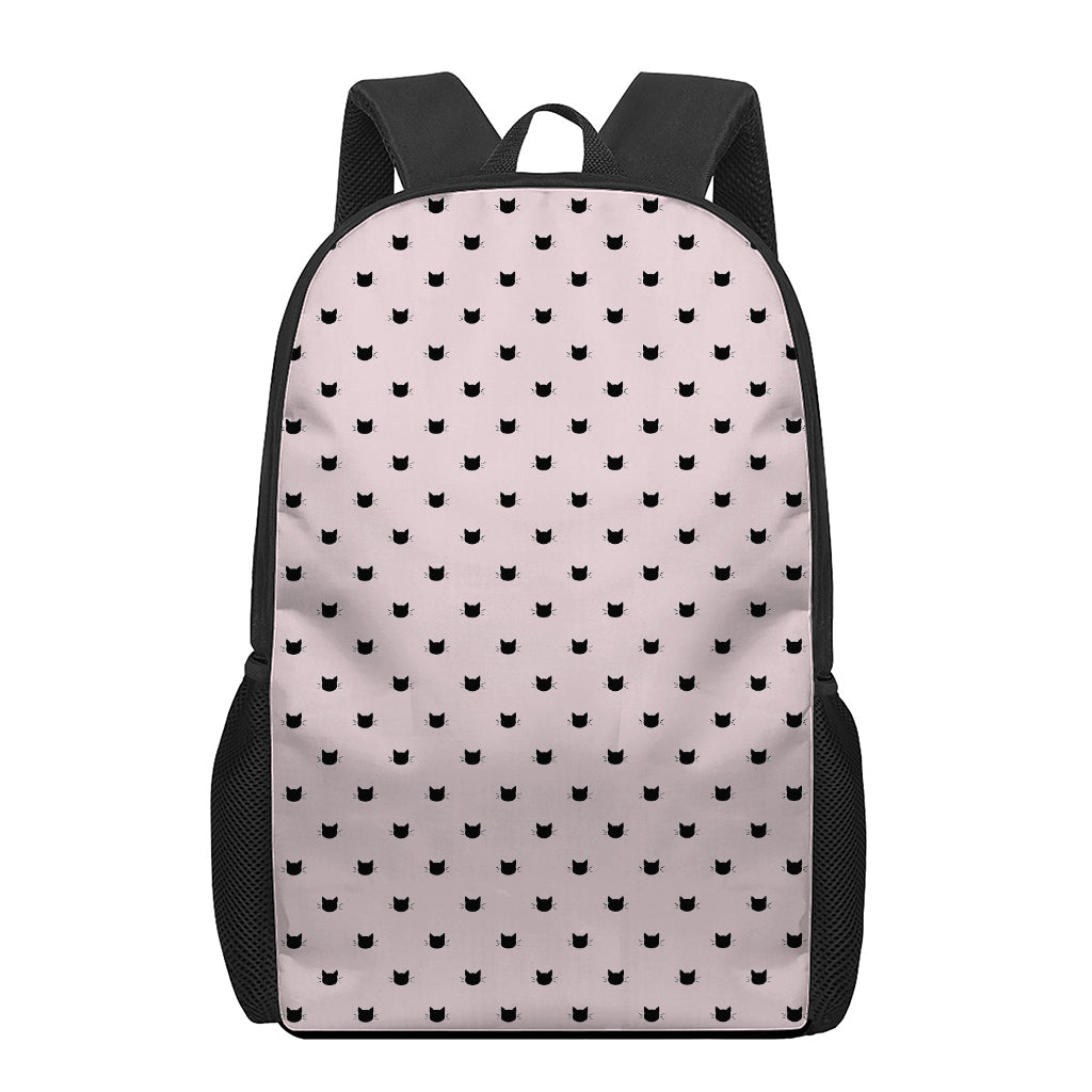 Black And Pink Cat Pattern Print 17 Inch Backpack