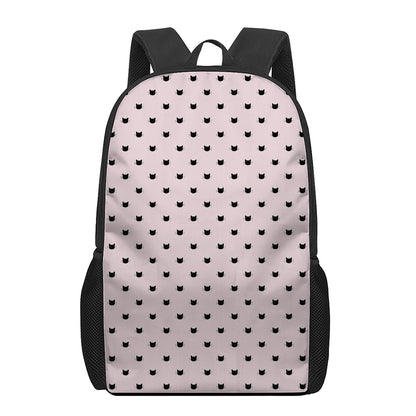 Black And Pink Cat Pattern Print 17 Inch Backpack