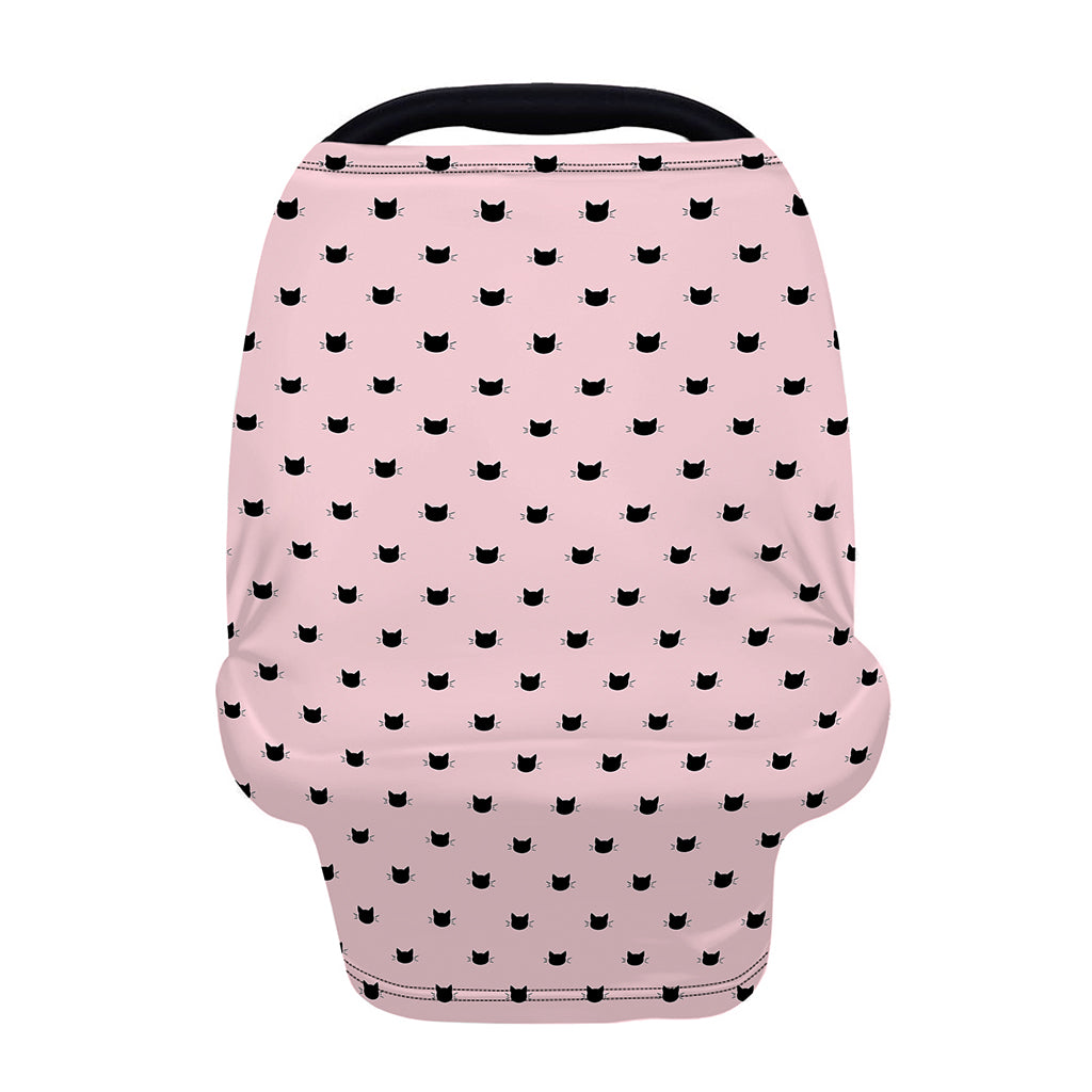 Black And Pink Cat Pattern Print Baby Seat Cover
