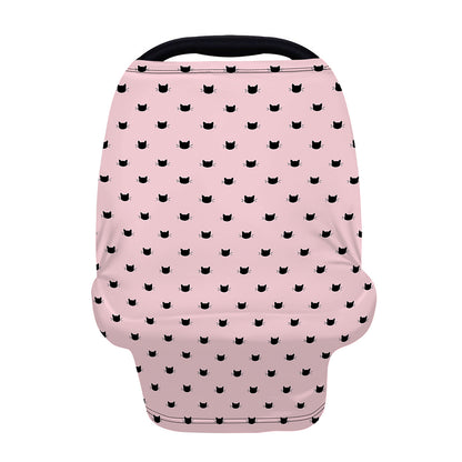 Black And Pink Cat Pattern Print Baby Seat Cover
