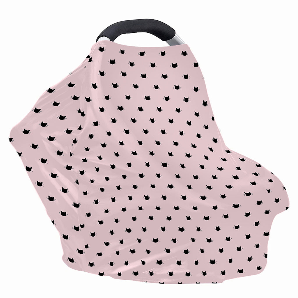 Black And Pink Cat Pattern Print Baby Seat Cover