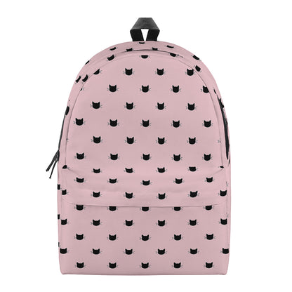 Black And Pink Cat Pattern Print Backpack