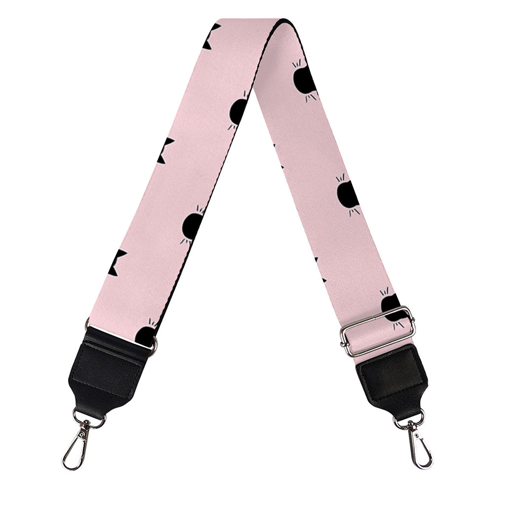 Black And Pink Cat Pattern Print Bag Strap