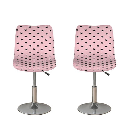 Black And Pink Cat Pattern Print Bar Stool Covers