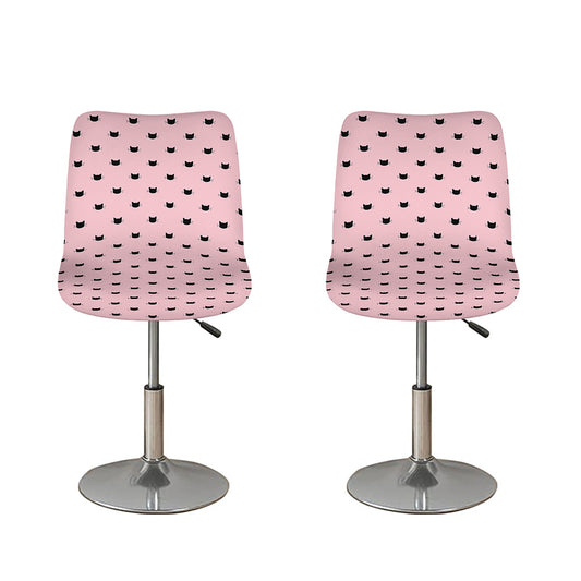 Black And Pink Cat Pattern Print Bar Stool Covers