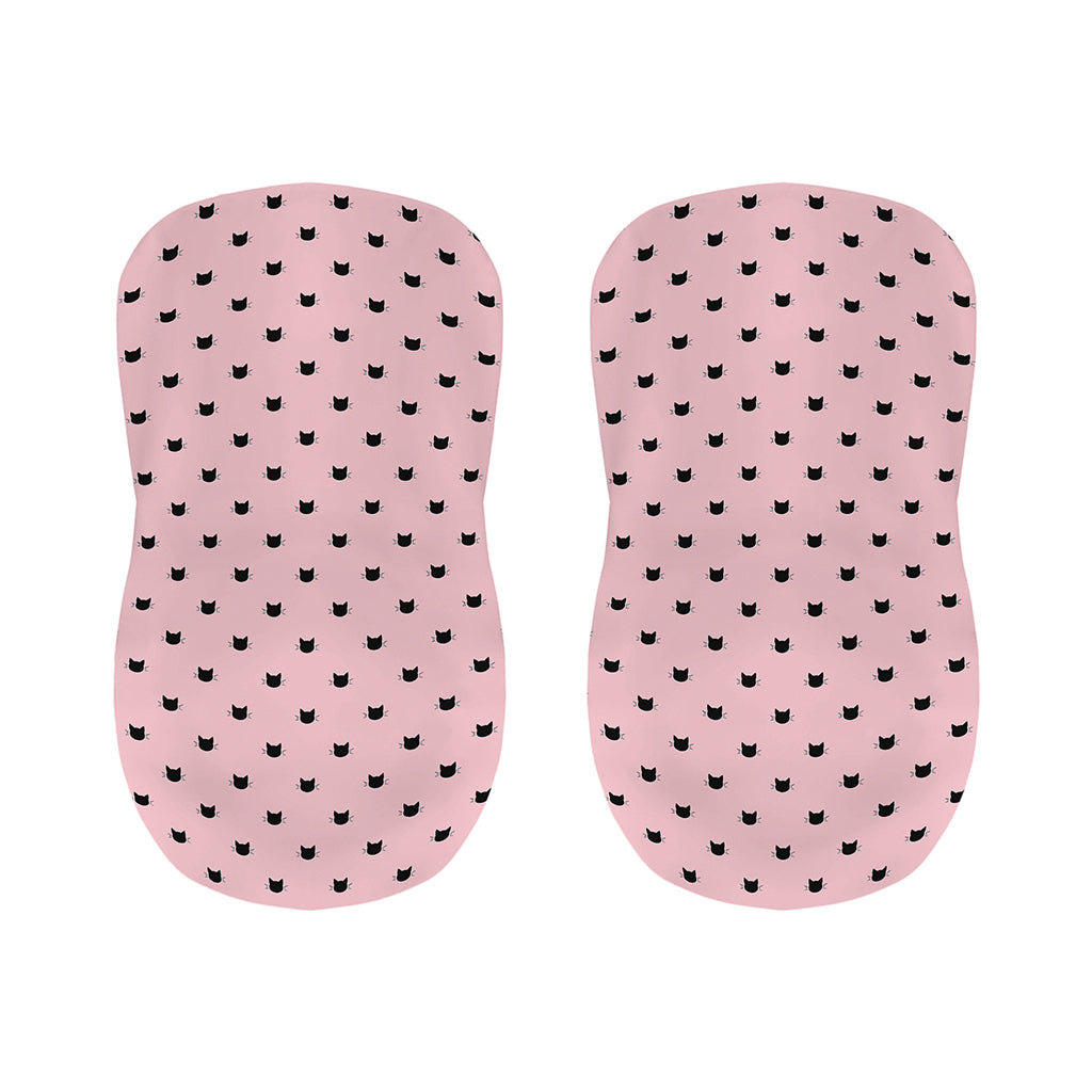Black And Pink Cat Pattern Print Bar Stool Covers