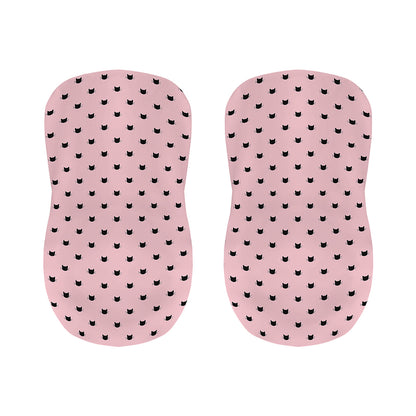 Black And Pink Cat Pattern Print Bar Stool Covers
