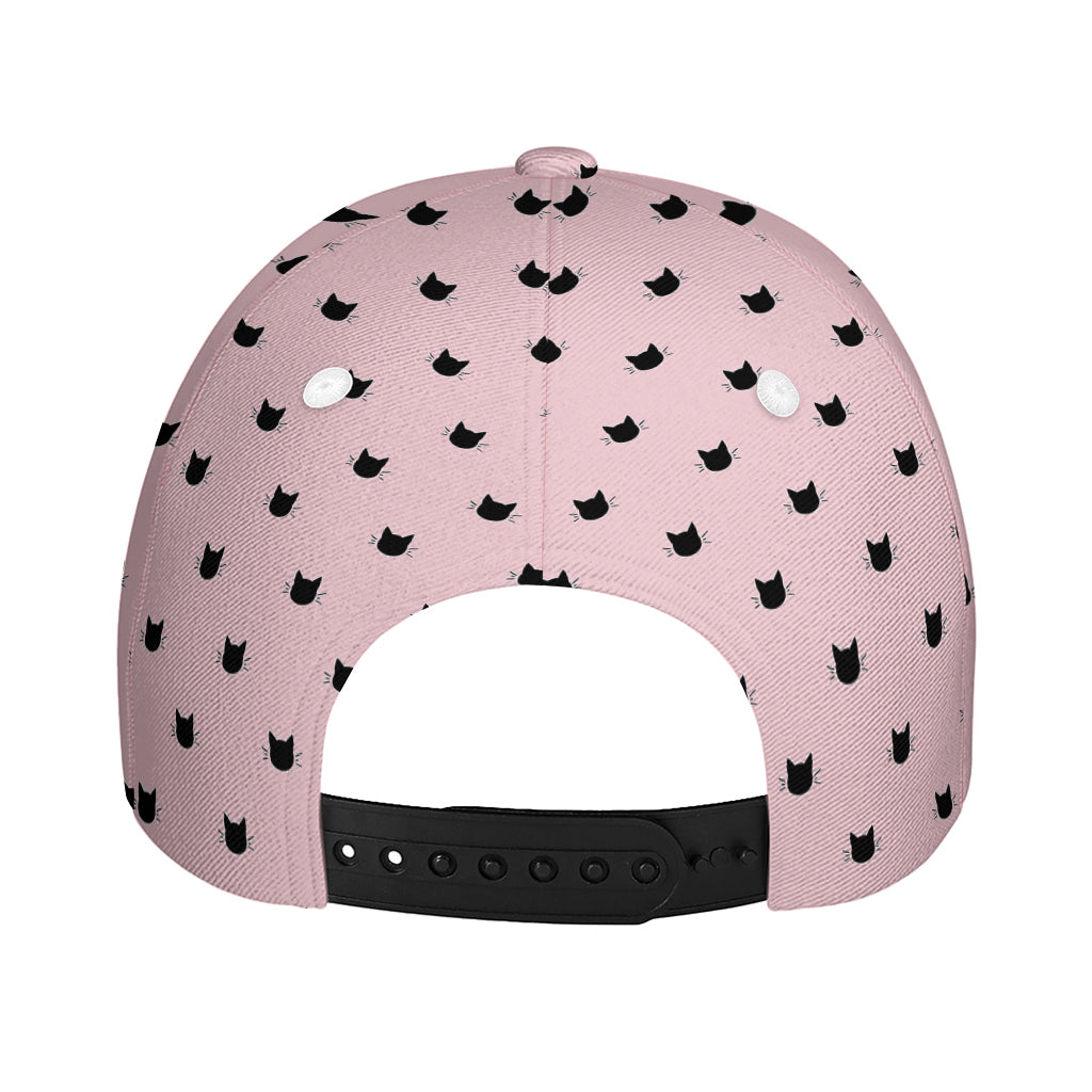 Black And Pink Cat Pattern Print Baseball Cap