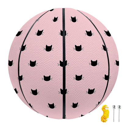 Black And Pink Cat Pattern Print Basketball
