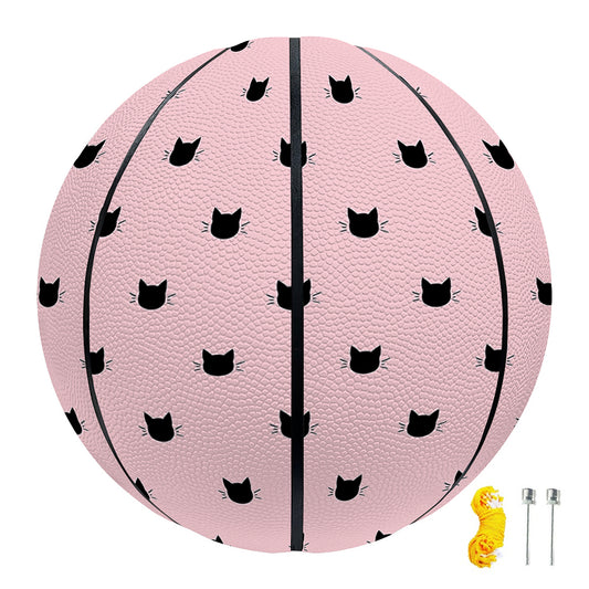 Black And Pink Cat Pattern Print Basketball