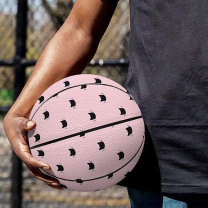 Black And Pink Cat Pattern Print Basketball