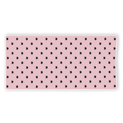 Black And Pink Cat Pattern Print Beach Towel