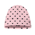 Black And Pink Cat Pattern Print Beanie