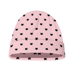 Black And Pink Cat Pattern Print Beanie
