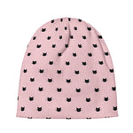 Black And Pink Cat Pattern Print Beanie
