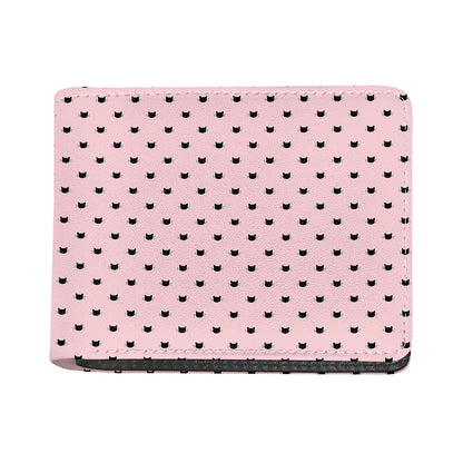 Black And Pink Cat Pattern Print Bifold Wallet