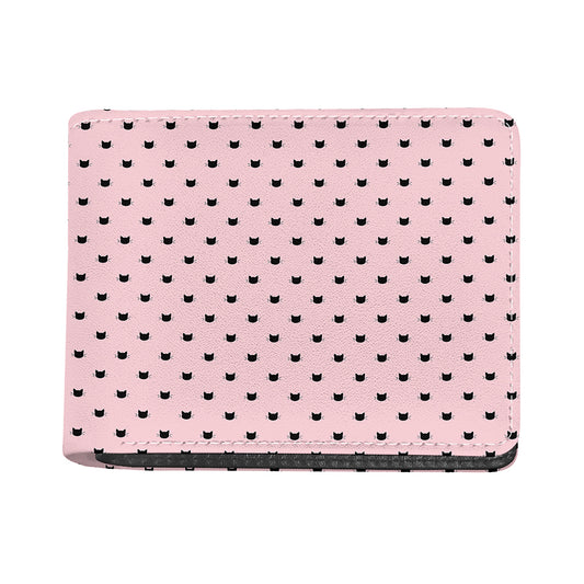 Black And Pink Cat Pattern Print Bifold Wallet