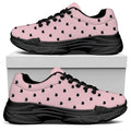 Black And Pink Cat Pattern Print Black Chunky Shoes