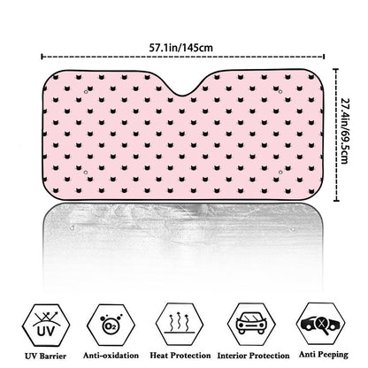 Black And Pink Cat Pattern Print Car Windshield Sun Shade