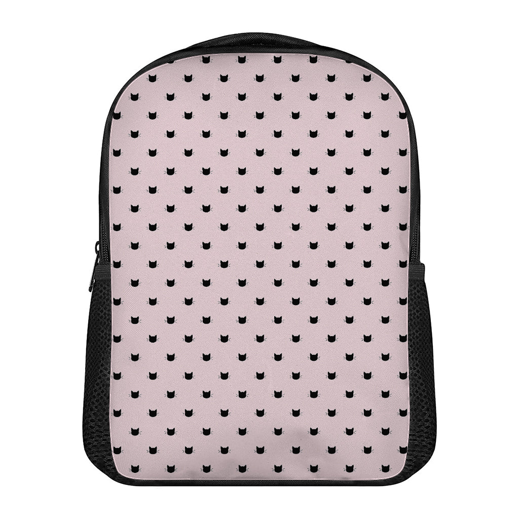 Black And Pink Cat Pattern Print Casual Backpack