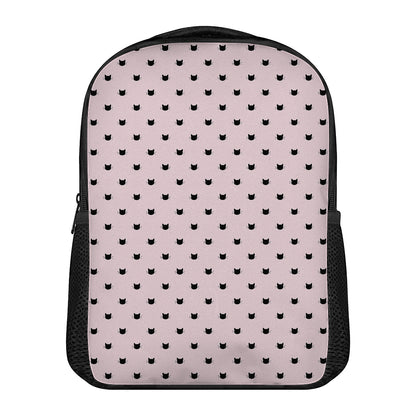 Black And Pink Cat Pattern Print Casual Backpack