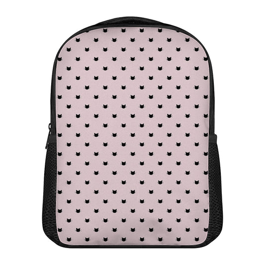 Black And Pink Cat Pattern Print Casual Backpack