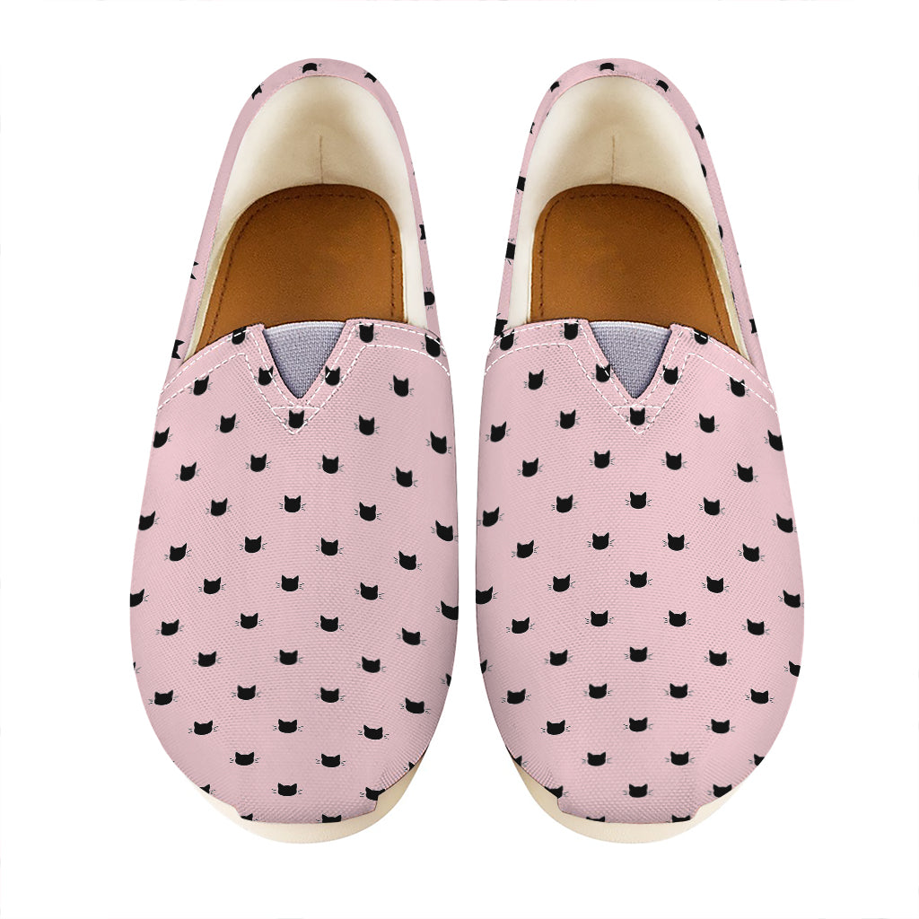 Black And Pink Cat Pattern Print Casual Shoes
