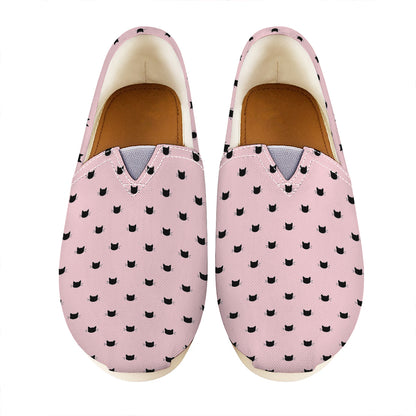 Black And Pink Cat Pattern Print Casual Shoes