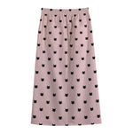 Black And Pink Cat Pattern Print Cotton Front Slit Maxi Skirt