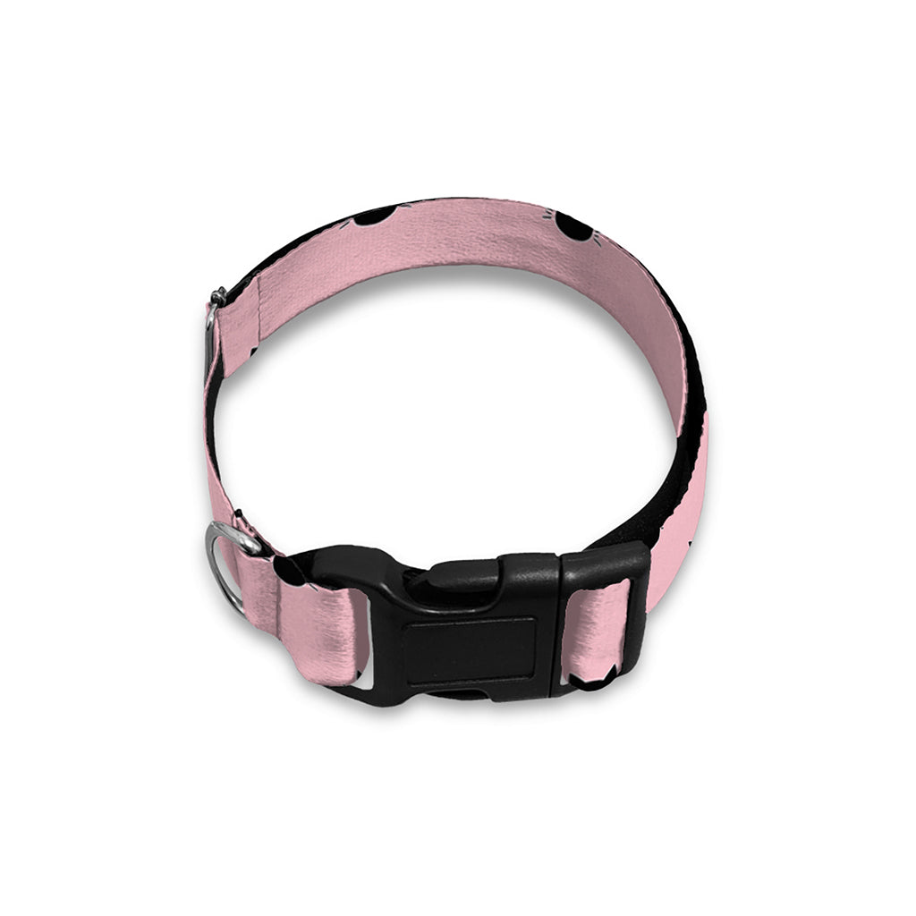 Black And Pink Cat Pattern Print Dog Collar