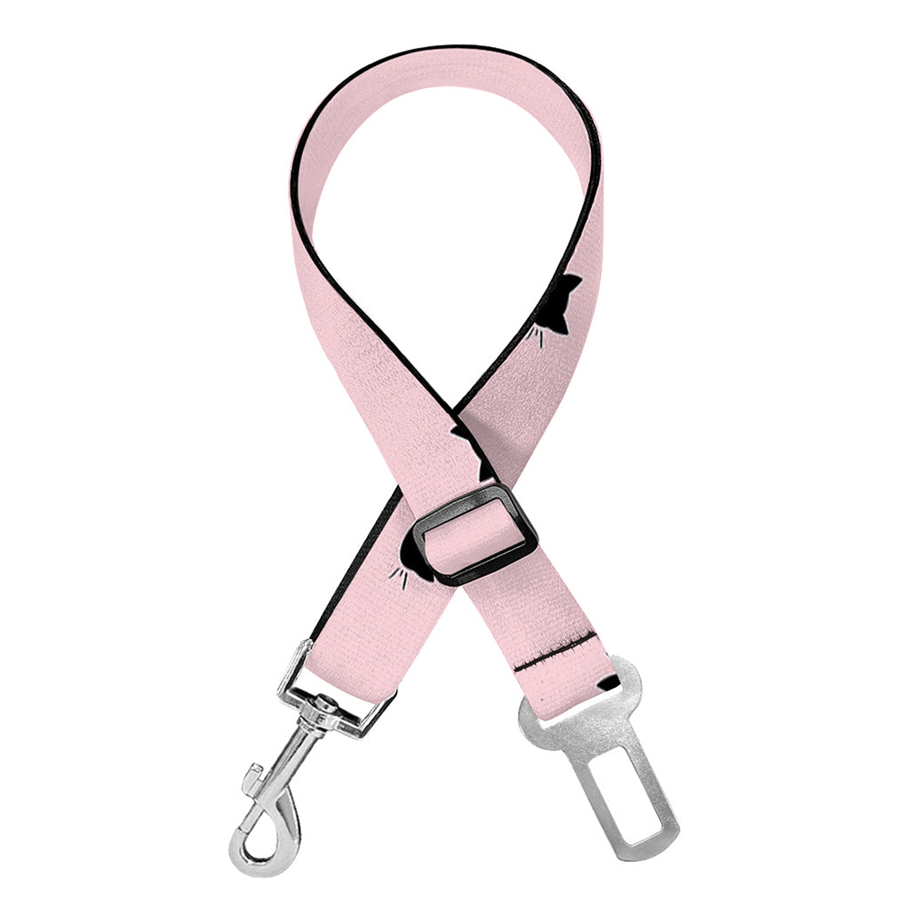 Black And Pink Cat Pattern Print Dog Seat Belt