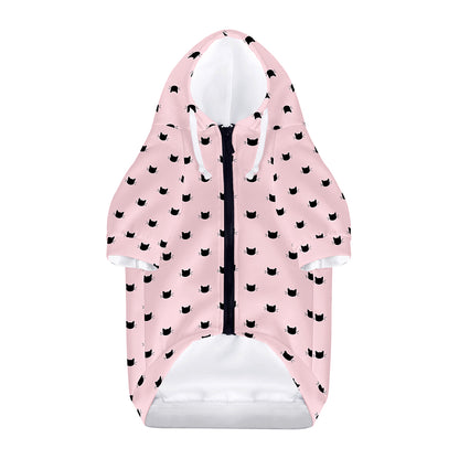 Black And Pink Cat Pattern Print Dog Zip Up Hoodie