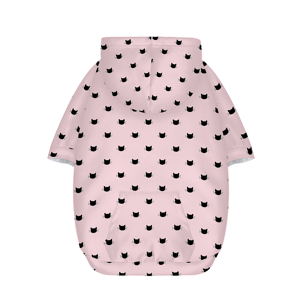 Black And Pink Cat Pattern Print Dog Zip Up Hoodie