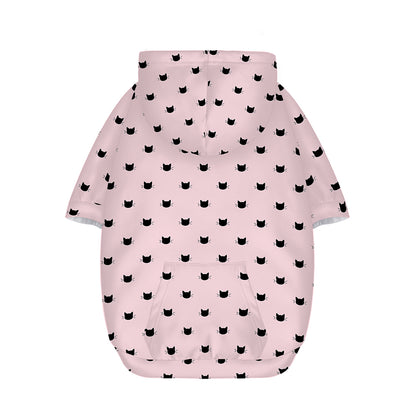 Black And Pink Cat Pattern Print Dog Zip Up Hoodie