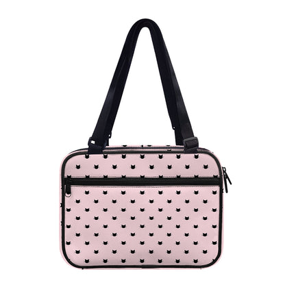 Black And Pink Cat Pattern Print Double Strap Bible Bag