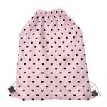 Black And Pink Cat Pattern Print Drawstring Bag