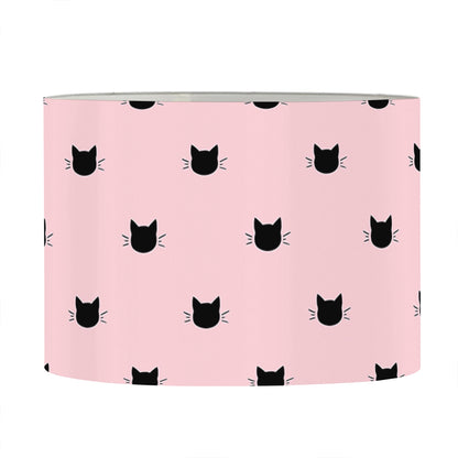 Black And Pink Cat Pattern Print Drum Lamp Shade