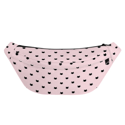 Black And Pink Cat Pattern Print Fanny Pack