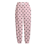 Black And Pink Cat Pattern Print Fleece Lined Knit Pants