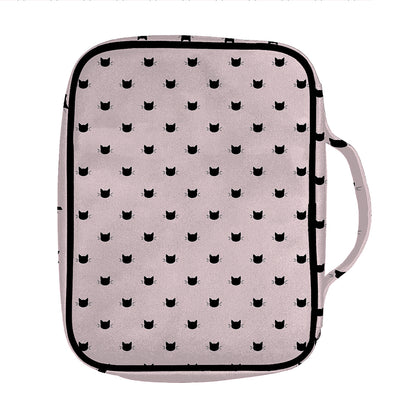 Black And Pink Cat Pattern Print Front Pocket Bible Bag