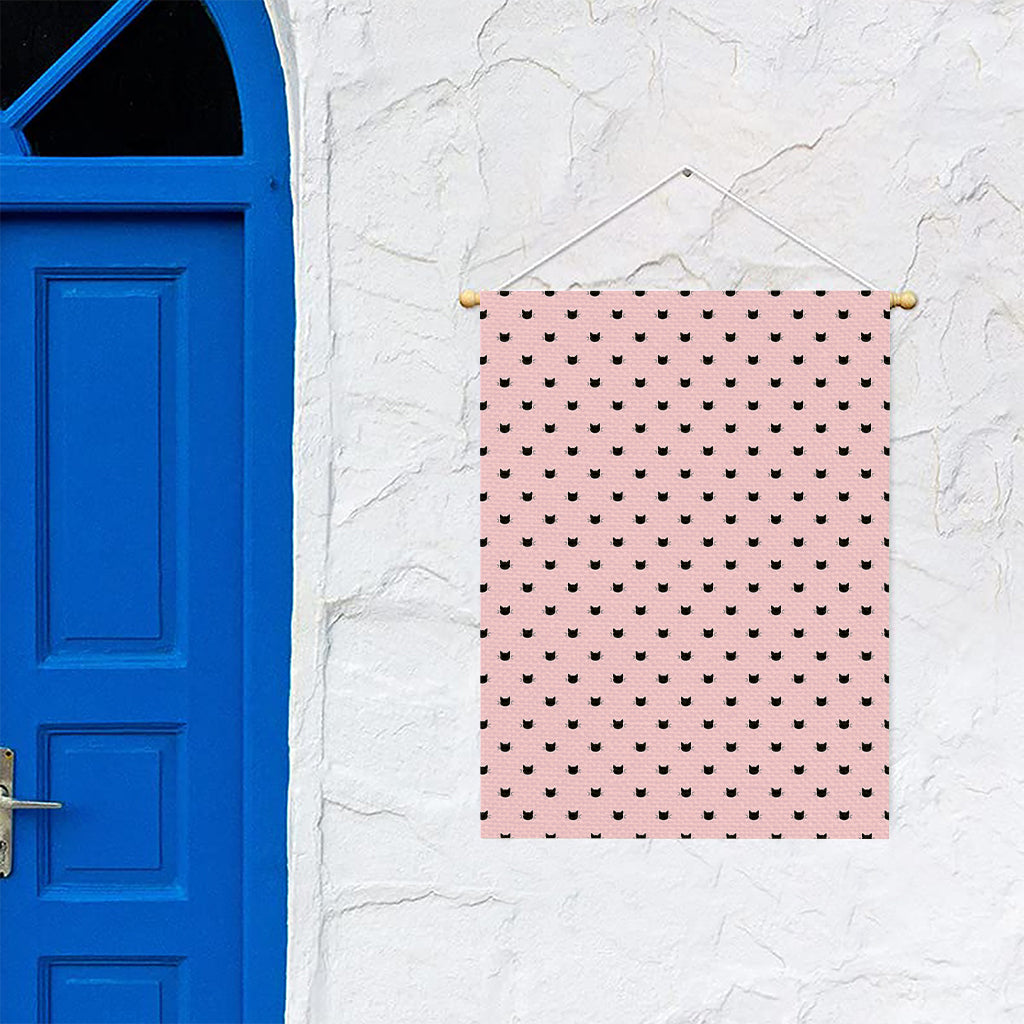 Black And Pink Cat Pattern Print Garden Flag